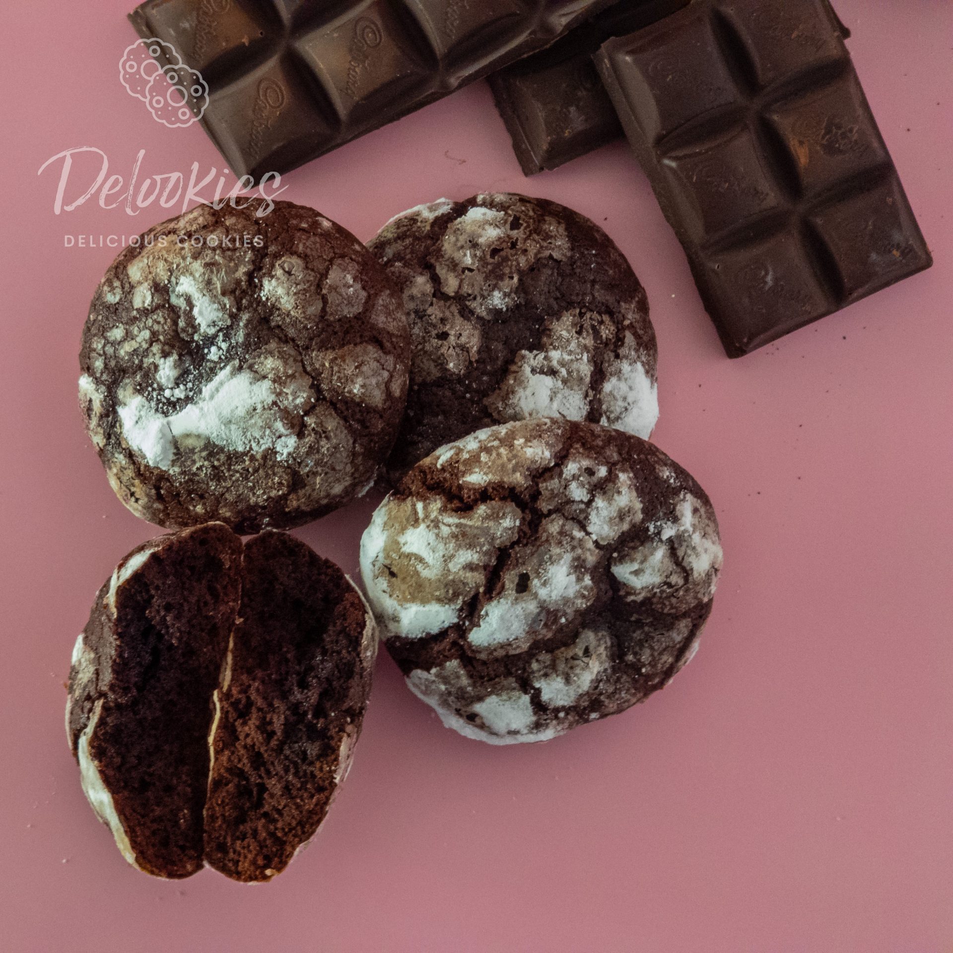 Delookies' Rich Chocolate Crinkle Cookies