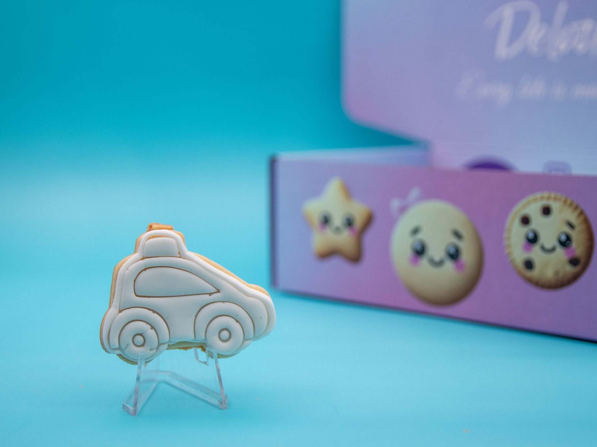 Car DIY fondant cookie ready for painting