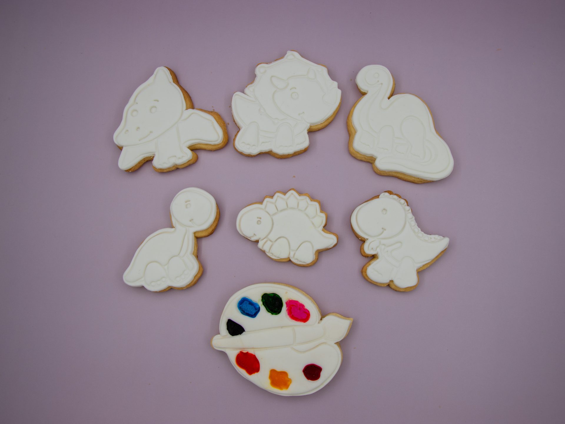 paint your own dinosaur cookies with edible paint palette