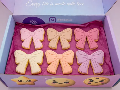 Fondant Bow Cookies packed in Delookies gift box for delivery across Australia