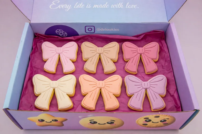 Fondant Bow Cookies packed in Delookies gift box for delivery across Australia
