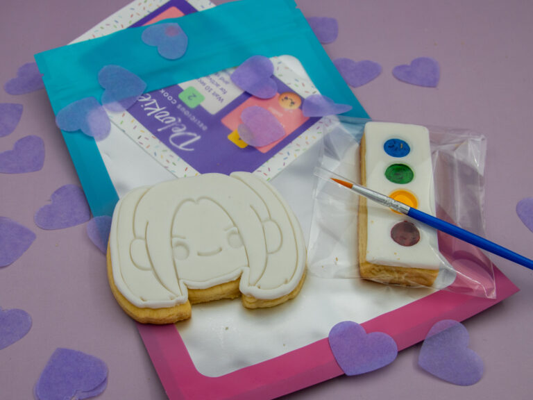 Mira Kpop Huntrix DIY cookie favour with edible paint palette and brush for kids party activity