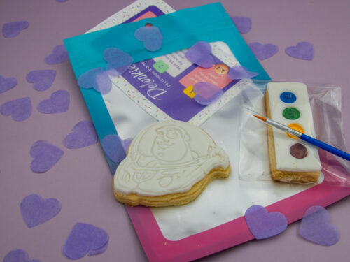 Toy Story Buzz DIY cookie favour with edible paint palette and brush for kids party activity