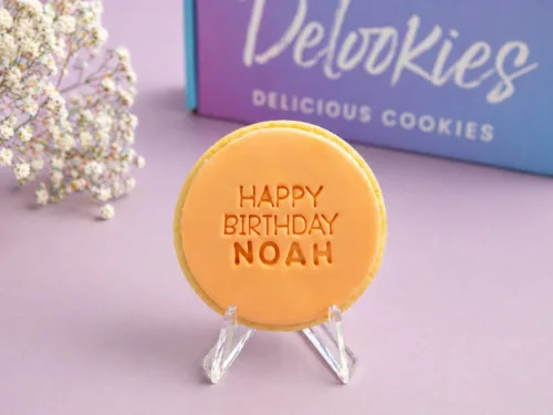 Personalised birthday name cookies with fondant finish styled with props