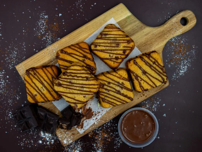 Soft-baked Chocolate Chip Cookie Cubes filled with rich chocolate cream